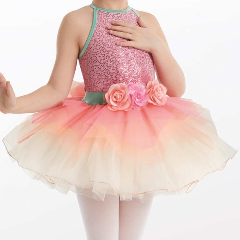 {Weissman} Floral tutu ballet costume dress with floral ribbon headband